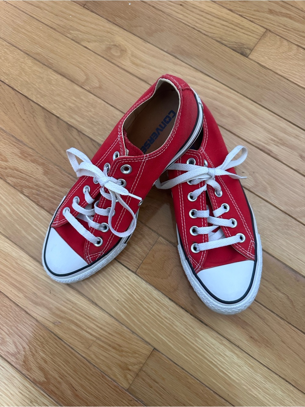 Converse Red Canvas Low-Top Sneakers Size 8